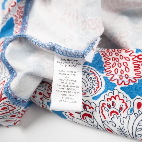 LOFT white/blue/red floral print stretch mini swing dress sundress size S - Picture 6 of 7